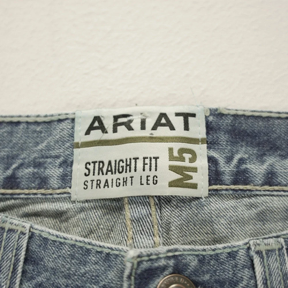 Ariat M5 Straight Fit Straight Leg Jeans Mens 34x30 Light Wash Blue Denim